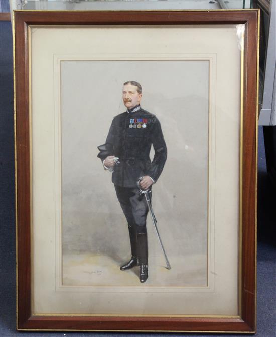 Sir Leslie Matthew Ward Spy ( 1851-1922), Portrait of a gentleman in uniform, watercolour and bodycolour